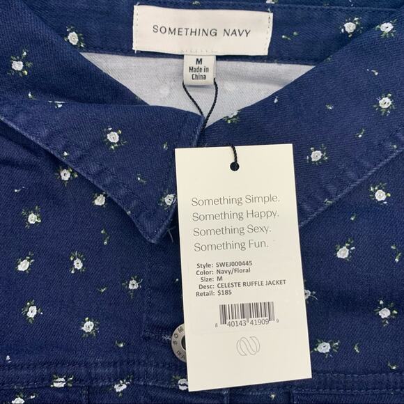 SOMETHING NAVY Floral Celeste Ruffle Jacket-M - Picture 9 of 9